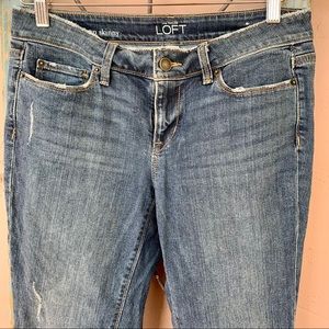 Ann Taylor LOFT Distressed Skinny Blue Jeans 4